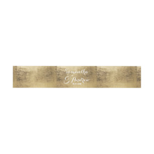 Luxury faux gold leaf wedding invitation belly band