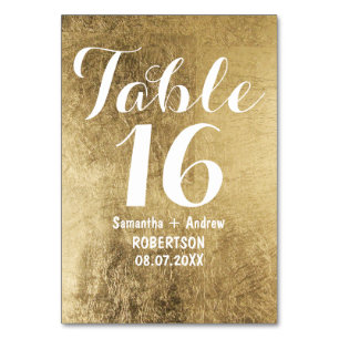 Luxury faux gold leaf wedding table number