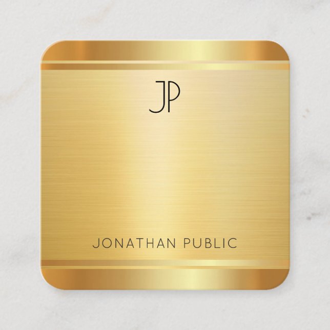 Luxury Faux Gold Premium Silk Finished Elegant Square Business Card (Front)