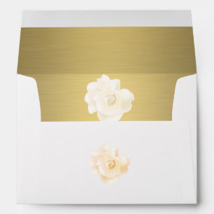 Luxury faux gold romantic roses wedding envelopes