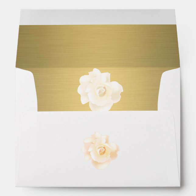Luxury faux gold romantic roses wedding envelopes (Back (Bottom))