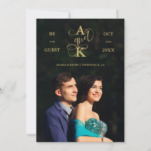 Luxury Faux Golden Fancy Calligraphy Photo Save The Date