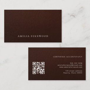 Luxury Faux Leather Certified Accountant QR Code Business Card
