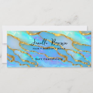 Luxury Faux Opal Stone Gold Gift Certificate Card