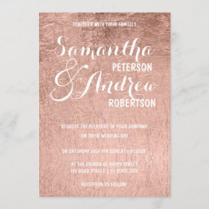 Luxury faux rose gold leaf Wedding Invitation