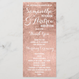 Luxury faux rose gold leaf Wedding Program Programme