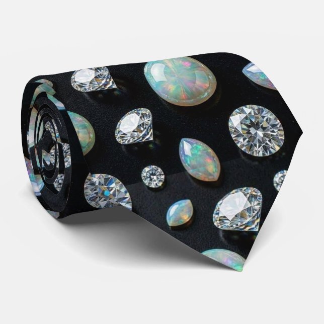 Luxury Faux Silk | Diamond Opal Gentleman's Tie (Rolled)