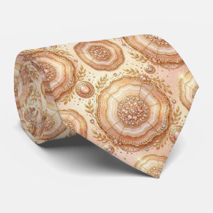 Luxury Faux Silk Rose Gold Geode Neck Tie