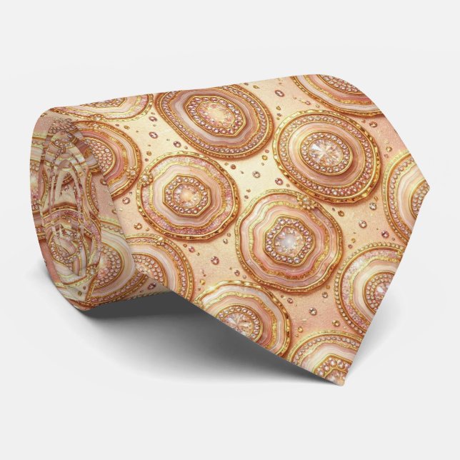 Luxury Faux Silk | Rose Gold Geode Neck Tie (Rolled)