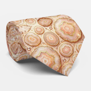 Luxury Faux Silk Rose Gold Geode Neck Tie