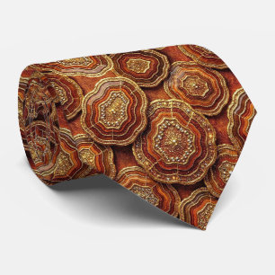 Luxury Faux Silk Rust + Gold Geode Neck Tie
