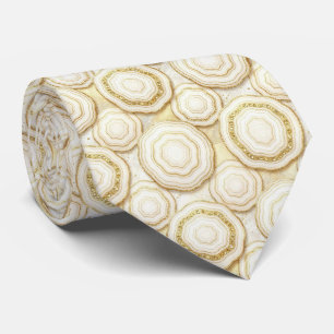 Luxury Faux Silk White + Gold Geode Neck Tie