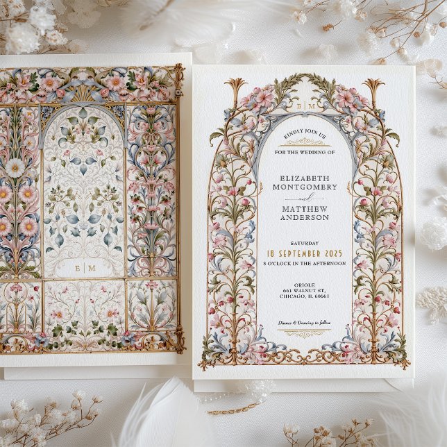 Luxury Filigree Rococo Wedding Floral Arch Invitation (Creator Uploaded)