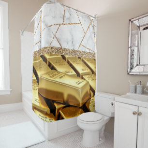 Luxury Fine Gold Interior Marble Glitter  Shower C Curtain