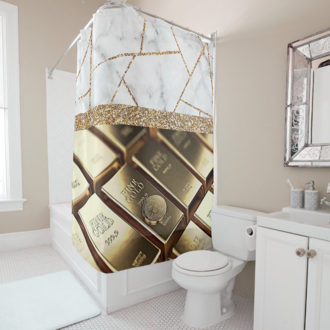 Luxury Fine Gold Interior Marble Glitter Shower Cu Curtain (In Situ)