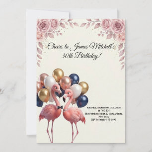 Luxury Flamingo Birthday Invitation