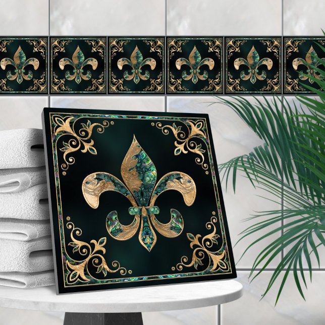Luxury Fleur-de-lis - Abalone Shell and Gold Tile (Creator Uploaded)