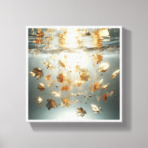 Luxury Floating Golden Leaves - Ethereal Underwate Canvas Print
