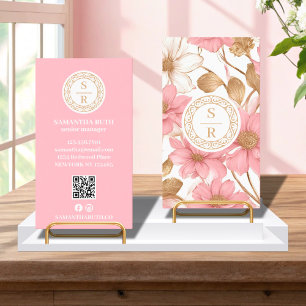 Luxury Floral Botanical Monogram Logo Watercolor Business Card