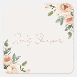Luxury Floral Bridal Shower Envelope Seal Blush