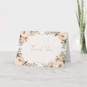 Luxury Floral Bridal Shower Thank You Card Blush