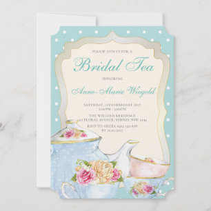 Luxury Floral Bridal Tea Polka dot Invitation