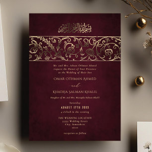 Luxury Floral Burgundy & Gold Islamic Wedding