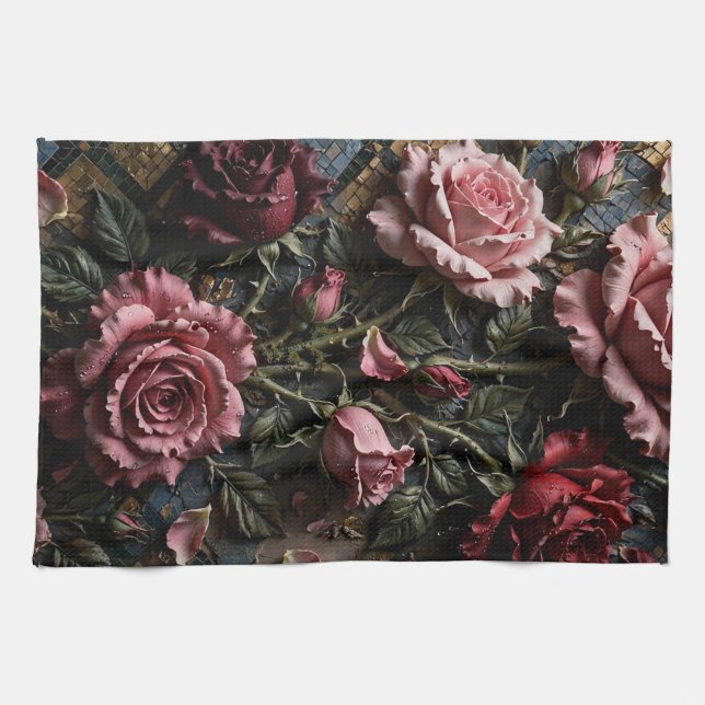 Luxury Floral Decorative  Tea Towel (Horizontal)