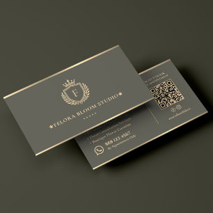 Luxury Floral Designer Event Florist Crest Olive Business Card