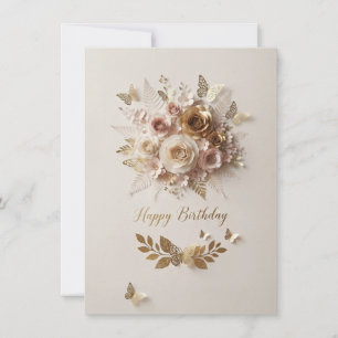 Luxury Floral Happy Birthday Greeting Card