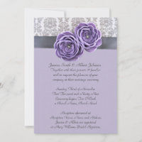 Luxury Floral Lavender Ribbon Belt Wedding Invite