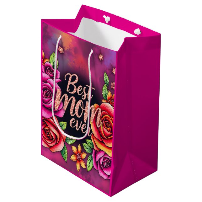 Luxury Floral Modern Gift Collection Medium Gift Bag (Front Angled)