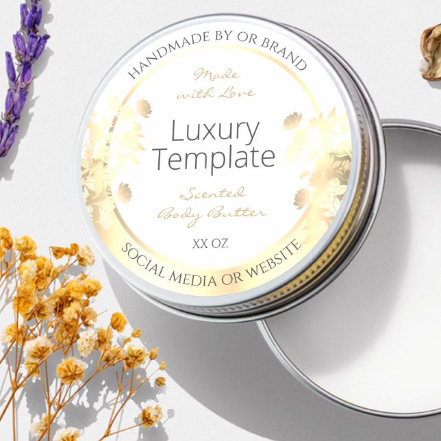 Luxury Floral Product Packaging Labels White Gold (Creator Uploaded)