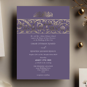 Luxury Floral Purple & Gold Islamic Wedding