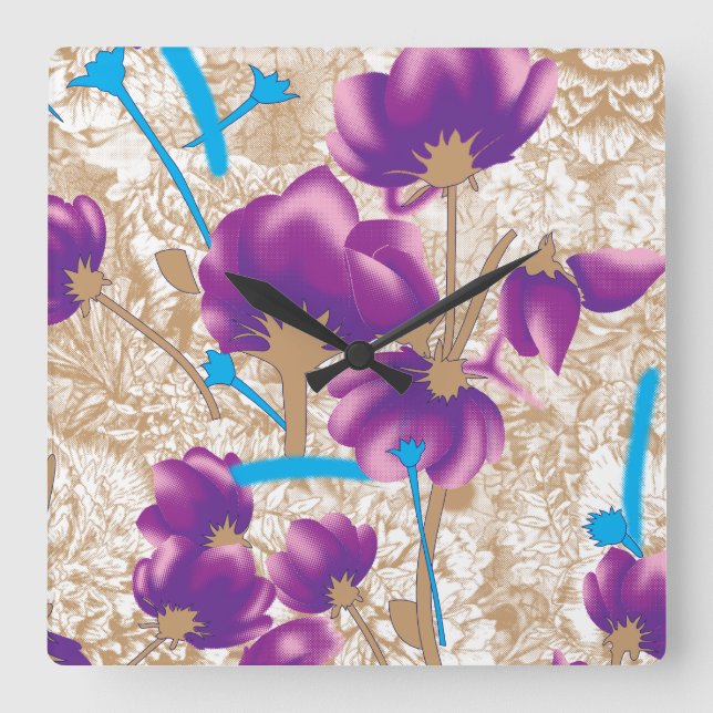 Luxury Floral Wall Clock – Purple Elegance (Front)