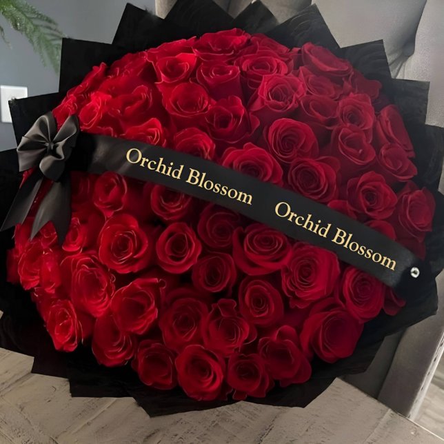 Luxury Flower Business Branded Black Gold Satin Ribbon (Luxury Flower Business Branded Black Gold Satin Ribbon)