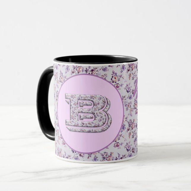 Luxury Flowers Monogram B Mug (Front Left)