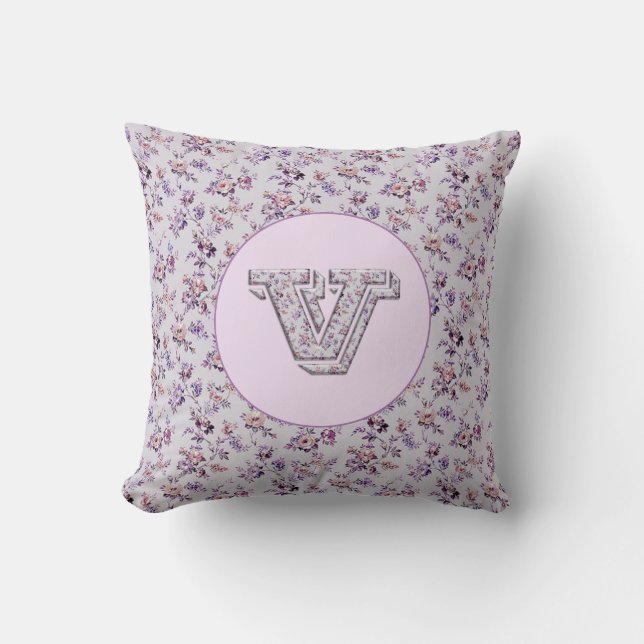 Luxury Flowers Monogram V Cushion (Front)