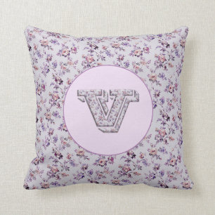 Luxury Flowers Monogram V Cushion