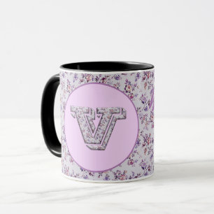 Luxury Flowers Monogram V Mug