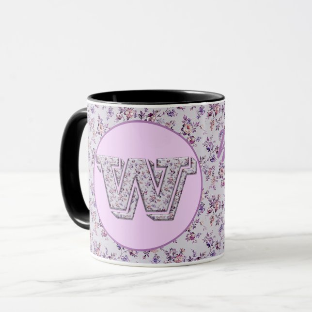 Luxury Flowers Monogram W Mug (Front Left)