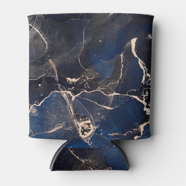 Luxury Fluid Art: Abstract Alcohol-Ink Can Cooler (Front)