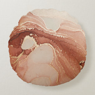 Luxury Fluid Art: Marble-Ink Fusion Round Cushion