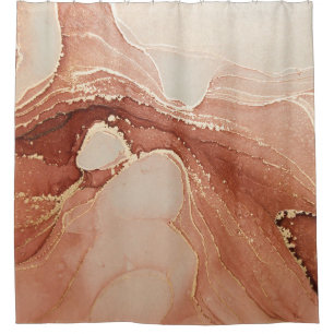 Luxury Fluid Art: Marble-Ink Fusion Shower Curtain