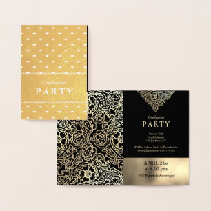 Luxury Foil Black Graduation Party Invitations