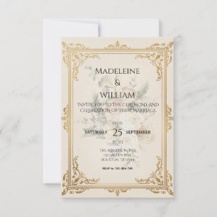 Luxury Formal Elegant Gold Wedding Save the Date RSVP Card