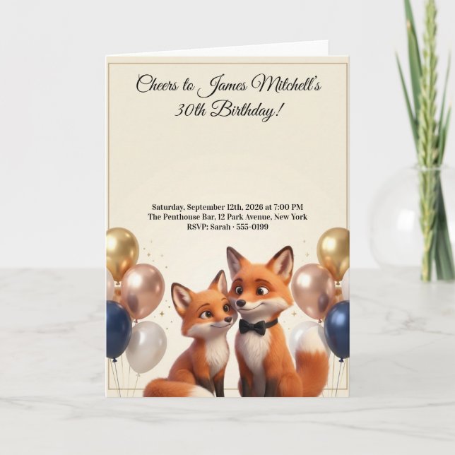 Luxury Fox Lover Birthday  Card (Front)