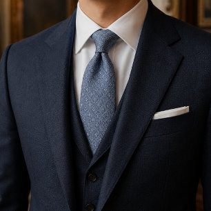 Luxury French Blue Jacquard Tie Old Money