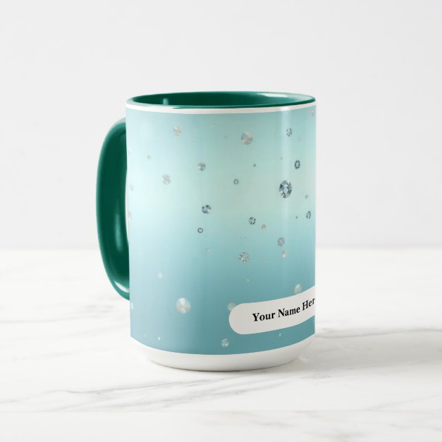 Luxury Frosty Green Azure Bronze Dew Dots  Mug (Front Left)