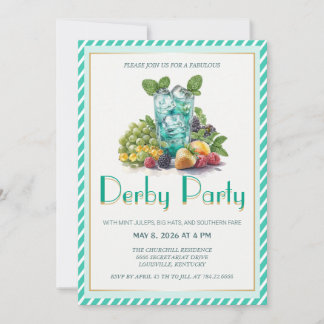 Luxury Fruit Cocktail Mint Julep Kentucky Derby In Invitation